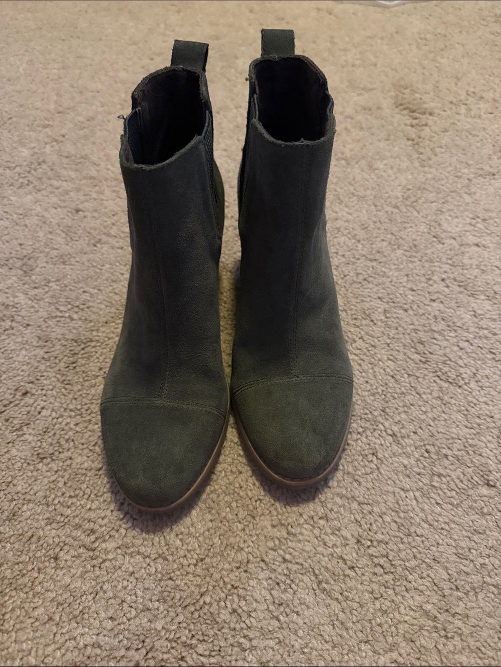 Toms Green Suede Chelsea Ankle Boots